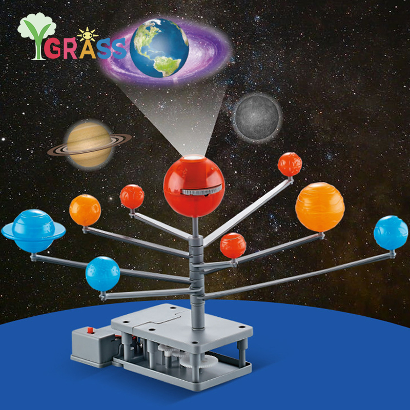 태양계 행성 모델 8 행성 세트 어린이 과학 증기 프로젝터 퍼즐 장난감 회전 Astrometer 아기 교육 완구